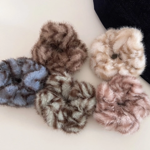 Herbst Winter Plüsch Zebramuster Scrunchie Verdickter Plüschimitat Großdarm-Haarring Süß Weich Pferdeschwanz Haargummi Für Damen