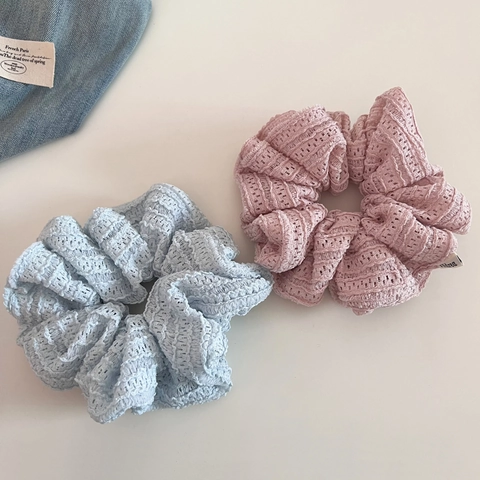 Coletero de Encaje Calado Dulce Estilo Coreano Anello de Pelo de Intestino Grande Gomas de Pelo con Borde de Encaje para Mujeres
