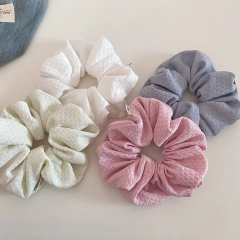 Coleteros de Punto de Burbujas Coreanos Grandes Anillos de Tela Color Sólido Elásticos Accesorios para el Cabello de Mujer