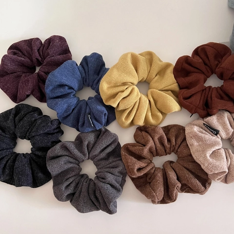 Vintage Knitted Fabric Scrunchie For Women Solid Color Elastic Hair Tie Retro Korean Style Soft Oversized Hair Accessories