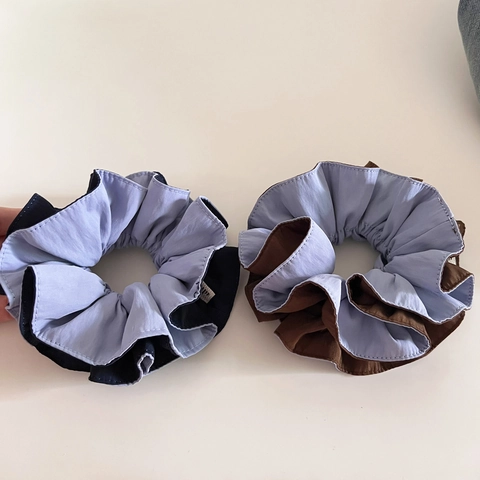 Koreaanse Stijl Eenvoudige Kleurblokkering Scrunchie Stof Geplooid Haarcirkel Veelzijdige Haarelastiek Hoofddeksel Voor Vrouwen Mode Accessoires