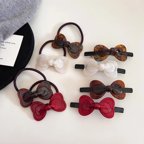 Korean Sweet Bow Cellulose Acetate Hair Clip Elegant Vintage Hair Ties For Women Girls Fashion Daily Hair Accessories