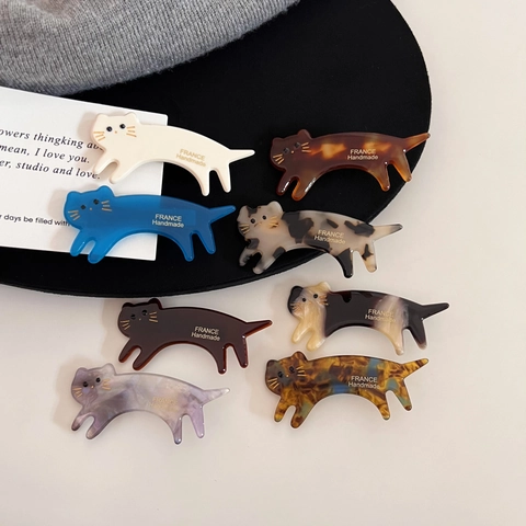 Handmade Cat Shape Acetate Hair Clip Korean Style Sweet Animal Side Clip Bangs Duckbill Clip Women Hair Accessories
