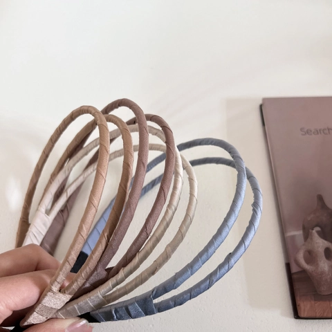 Double Layered Satin Wrapped Thin Headband Minimalist Korean Style Solid Color Hair Band Elegant Hair Accessory For Women