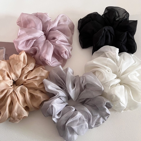 Coleteros de Malla Extragrandes Estilo Francés Goma de Pelo de Organza Esponjosa Banda de Pelo Elástica para Mujer Accesorios