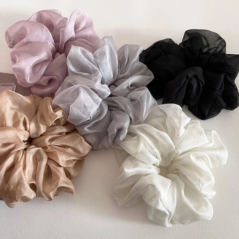 Coleteros de Malla Extragrandes Estilo Francés Goma de Pelo de Organza Esponjosa Banda de Pelo Elástica para Mujer Accesorios