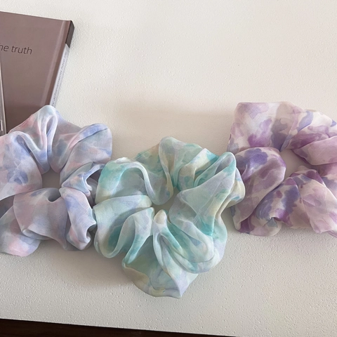 Frisse Zoete Tie-Dye Stof Grote Scrunchie Voor Vrouwen Meisjes Elegant Geplooid Elastisch Haarelastiekje Paardenstaart Houder Haaraccessoires