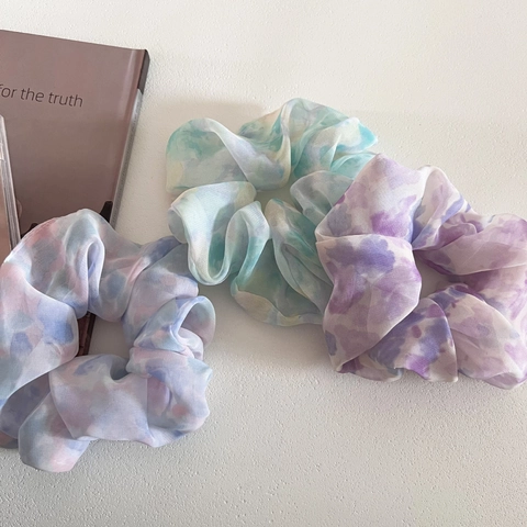 Frisse Zoete Tie-Dye Stof Grote Scrunchie Voor Vrouwen Meisjes Elegant Geplooid Elastisch Haarelastiekje Paardenstaart Houder Haaraccessoires