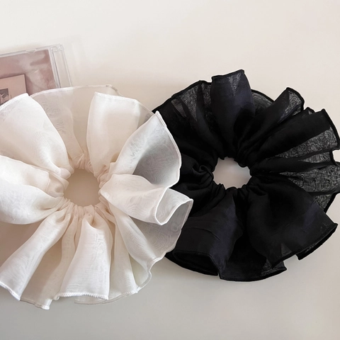 Scrunchies in Maglia Oversize Stile Francese per Donna Eleganti Elastici per Capelli in Garza Piegghettata Morbida e Leggera Accessori