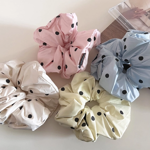 Grote Koreaanse Stijl Polka Dot Stof Scrunchies Elegante Elastische Haarelastiekjes Zoete Haaraccessoires Voor Dames Dagelijks Gebruik