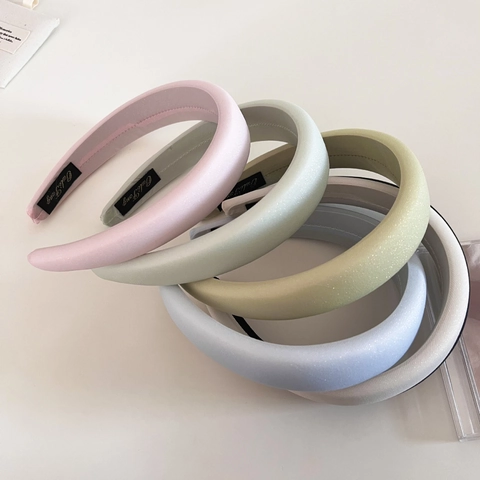 Serre-tête Rembourré en Éponge pour Femmes Couleur Unie Tissu Épais Style Coréen Accessoires de Cheveux Basiques Polyvalents Coiffe Amincissante pour le Visage
