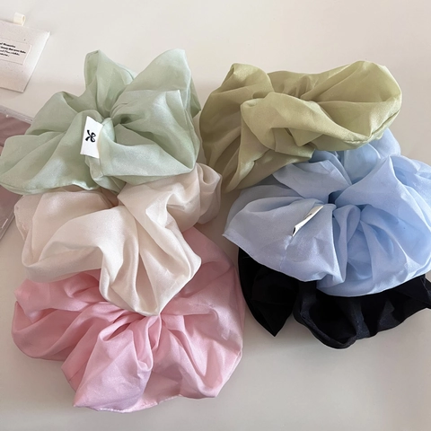 Shimmering Organza Scrunchie Large Pleated Hair Tie Sweet Korean Style Elastic Hair Band For Women Daily Headwear Accessories