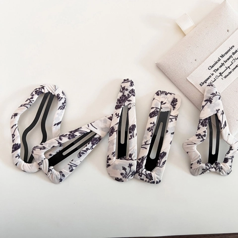 Vintage Floral Fabric Wrapped Hair Clips For Women Elegant Handmade Alloy Bangs Clip Fresh Style Botanical BB Clips