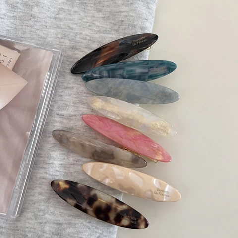 French Vintage Acetate Marble Pattern Hair Clip For Women Elegant Leopard Barrette Minimalist Alloy Hairpin Accessories