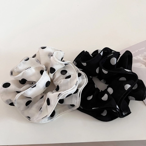 Elastico per Capelli Oversize a Pois in Stile Francese in Chiffon Elegante Grande Fermacoda per Ponytail da Donna Accessori per Capelli