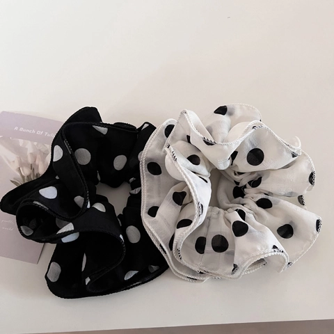 Elastico per Capelli Oversize a Pois in Stile Francese in Chiffon Elegante Grande Fermacoda per Ponytail da Donna Accessori per Capelli