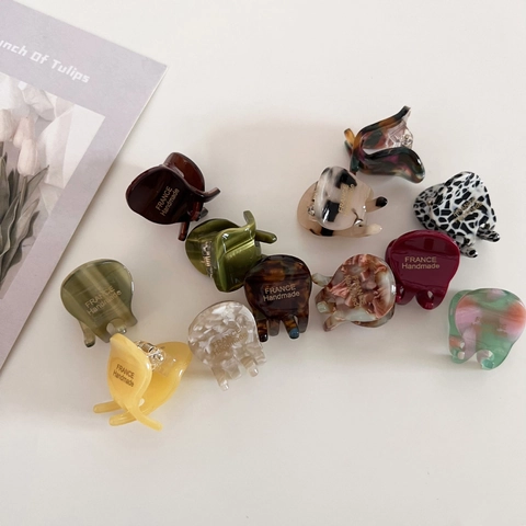 Mini Acetate Hair Claw Clip For Women Handmade Small Hair Catch Tortoiseshell Marble Pattern Hairpin Hair Accessories