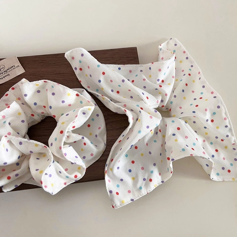 Koreanischer Stil Polka Dot Herz Stoff Haargummi Süße Bunte Elastische Haarseil Für Damen Mädchen Mode Täglich Haarschmuck