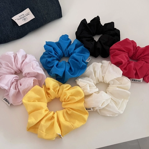 Korean Minimalist Solid Color Cotton Scrunchie Basic Versatile Pleated Hair Ring Bun Holder Hair Tie Accessories For Women