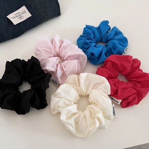 Korean Minimalist Solid Color Cotton Scrunchie Basic Versatile Pleated Hair Ring Bun Holder Hair Tie Accessories For Women