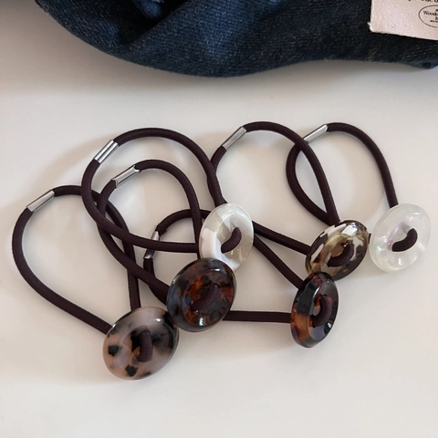 Elastici per Capelli Vintage in Resina con Bottone Alta Elasticità per Donna Retro Tartarugato Marmo Accessori per Capelli