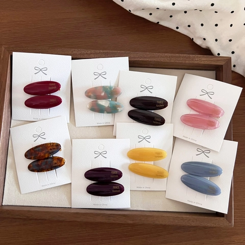 French Retro Cellulose Acetate Oval Duckbill Hair Clip Elegant Side Clip Handmade Korean Bangs Clip Hair Accessories Women