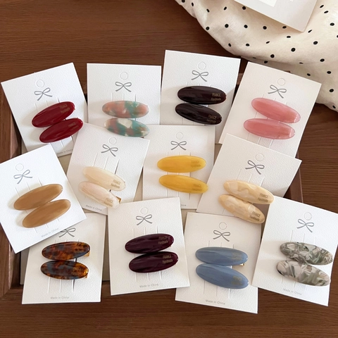 French Retro Cellulose Acetate Oval Duckbill Hair Clip Elegant Side Clip Handmade Korean Bangs Clip Hair Accessories Women