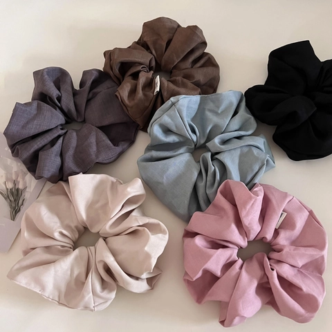 Coleteros de Tela de Tamaño Grande Estilo Coreano Color Sólido Plisado Gomas de Pelo Para Mujer Accesorios de Pelo Hechos a Mano