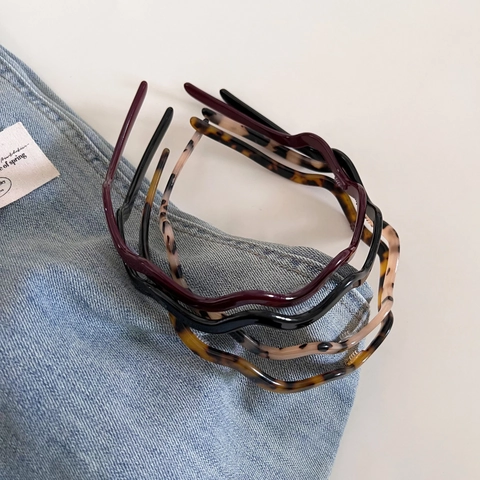 Diadema con Forma de Onda de Acetato Estilo Coreano para Mujer Estampado de Leopardo Carey Diadema Fina Antideslizante Accesorios para el Cabello
