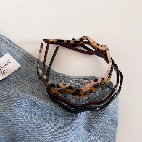Diadema con Forma de Onda de Acetato Estilo Coreano para Mujer Estampado de Leopardo Carey Diadema Fina Antideslizante Accesorios para el Cabello