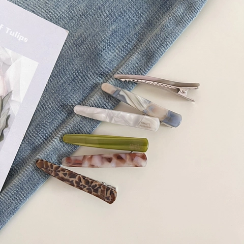 Molletta per Capelli in Acetato Fatta a Mano Francese Donna Minimalista Coreana Marmorizzata Becco d'Anatra Accessorio Vintage per Capelli