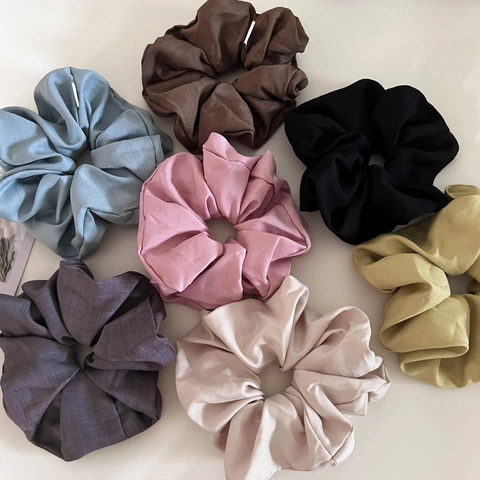 Coleteros de Tela de Tamaño Grande Estilo Coreano Color Sólido Plisado Gomas de Pelo Para Mujer Accesorios de Pelo Hechos a Mano
