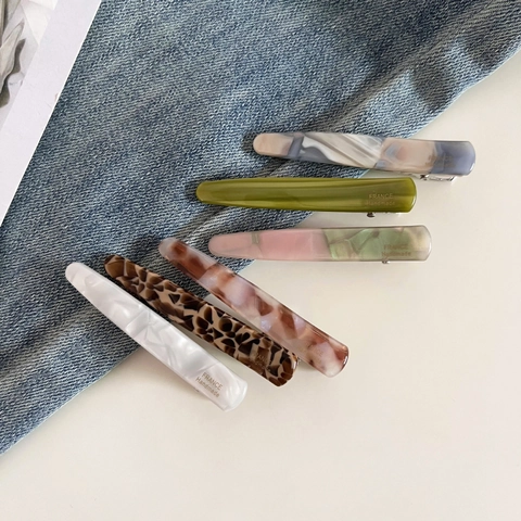 Molletta per Capelli in Acetato Fatta a Mano Francese Donna Minimalista Coreana Marmorizzata Becco d'Anatra Accessorio Vintage per Capelli