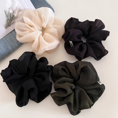 Minimalistische Getextureerde Stof Haarelastiekjes Voor Dames Elegante Extra Grote Haarklemmen Geplooide Elastische Haarbanden Accessoires