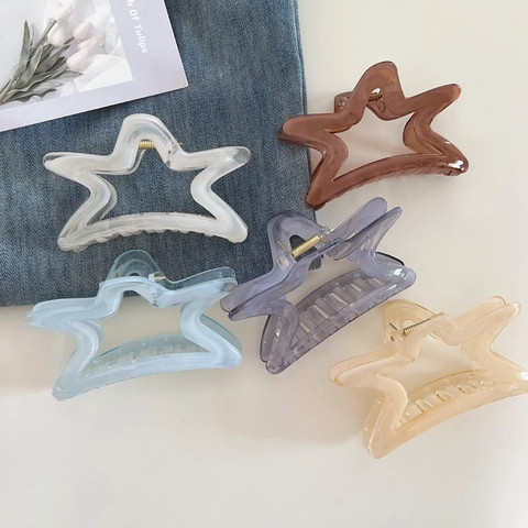 Pinza para el Pelo con Estrella Jaspeada en Color Gelatina para Mujer Pinza Pentagrama Hueca Accesorios para el Cabello Elegantes