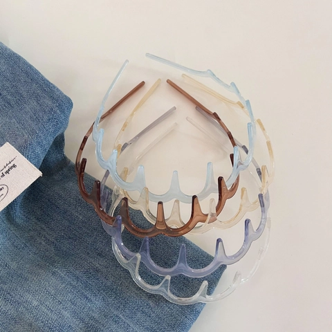 Cerchietto Antiscivolo Ondulato per Donna in Resina Trasparente Fascia per Capelli Dentata per Lavaggio Viso e Trucco