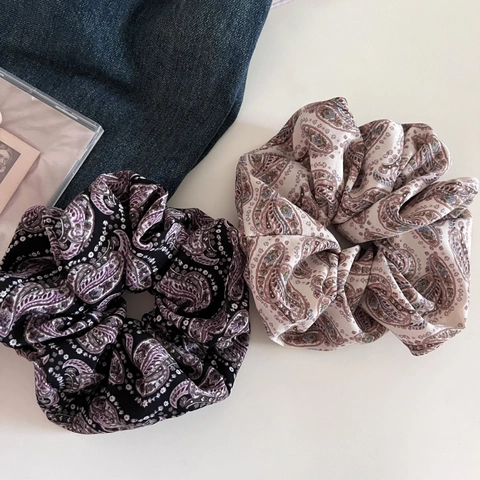 Vintage Paisley Cotton Scrunchies Large Hair Ties For Women Retro Patterned Elastic Hair Bands French Style Accessories Gift