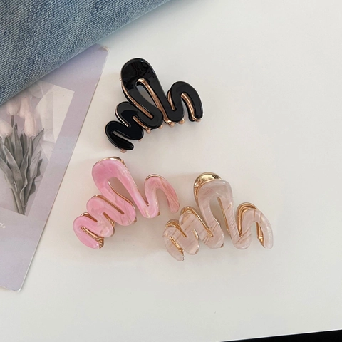 Pinza Para El Cabello De Acetato De Celulosa Con Ondas Estilo Coreano Elegante Patrón De Mármol Pinza Pequeña Para Mujer Accesorio