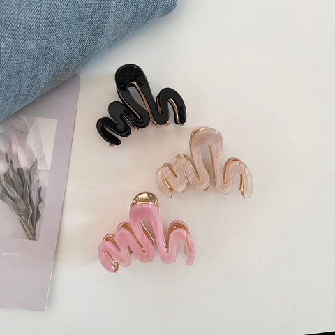Pinza Para El Cabello De Acetato De Celulosa Con Ondas Estilo Coreano Elegante Patrón De Mármol Pinza Pequeña Para Mujer Accesorio