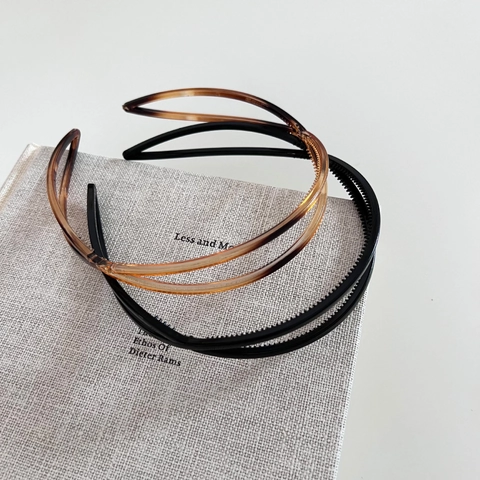 Cerchietto a Doppio Strato in Resina Minimalista Con Denti Antiscivolo Stile Coreano Motivo Tartarugato Fascia Capelli Donna Accessori