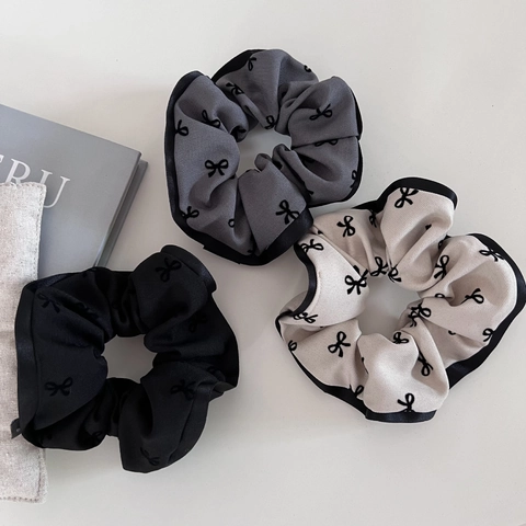 Vintage Koreaanse Stijl Stof Scrunchie Strik Patroon Elastische Haarband Mode Paardenstaart Houder Voor Vrouwen Elegante Haaraccessoires