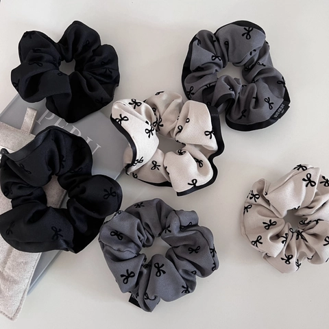 Vintage Koreaanse Stijl Stof Scrunchie Strik Patroon Elastische Haarband Mode Paardenstaart Houder Voor Vrouwen Elegante Haaraccessoires