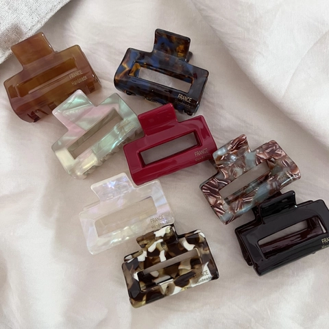 Molla per Capelli in Acetato Vintage Francese per Donna Molletta Rettangolare Cava Minimalista Accessori per Capelli Geometrici