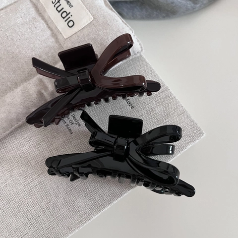 Acetate Butterfly Bow Hair Claw Clip French Vintage Maillard Style Shark Clip Elegant Black Brown Hair Accessory For Women