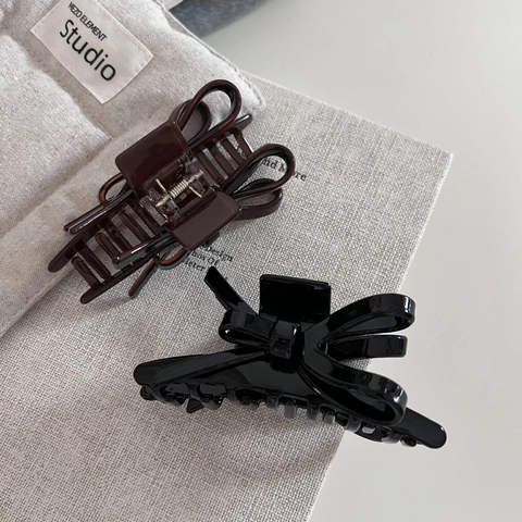 Acetate Butterfly Bow Hair Claw Clip French Vintage Maillard Style Shark Clip Elegant Black Brown Hair Accessory For Women