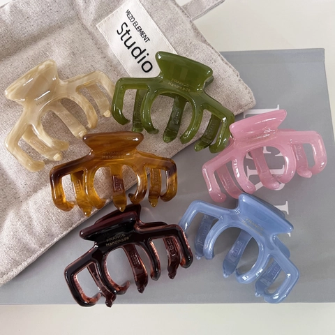 French Style Acetate Hair Claw Clip For Women Elegant Handmade Marble Tortoiseshell Hairclip Back Of Head Shark Clip Accessories
