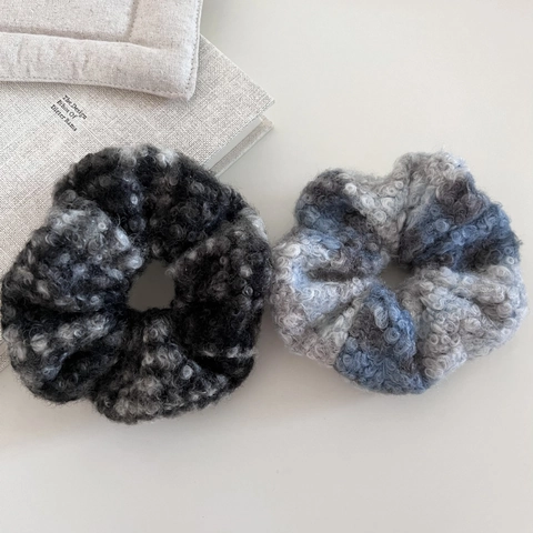 Χειροποίητα Καρό Μάλλινα Oversized Scrunchies για Γυναίκες Χειμερινά Μαλακά Λαστιχάκια Μαλλιών Boucle Καρό Μοτίβο Ελαστικό Στήριγμα Αλογοουράς