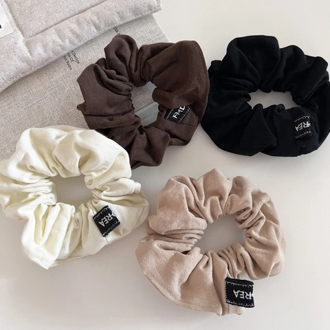 Scrunchies de Tela Plisada de Color Sólido Minimalista Coleteros Elásticos Grandes para Mujer Accesorios de Pelo Tonos Tierra