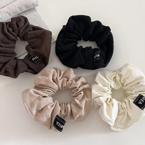 Scrunchies de Tela Plisada de Color Sólido Minimalista Coleteros Elásticos Grandes para Mujer Accesorios de Pelo Tonos Tierra