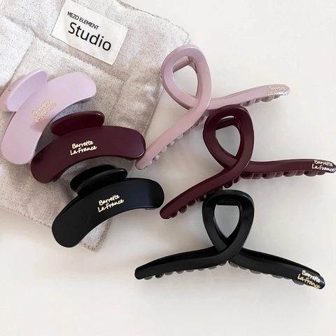 Matte Resin Hair Claw Clip Elegant French Retro Burgundy Black Pink Shark Clip For Women Girls Thick Hair Accessories Nonslip Strong Hold Hair Clip